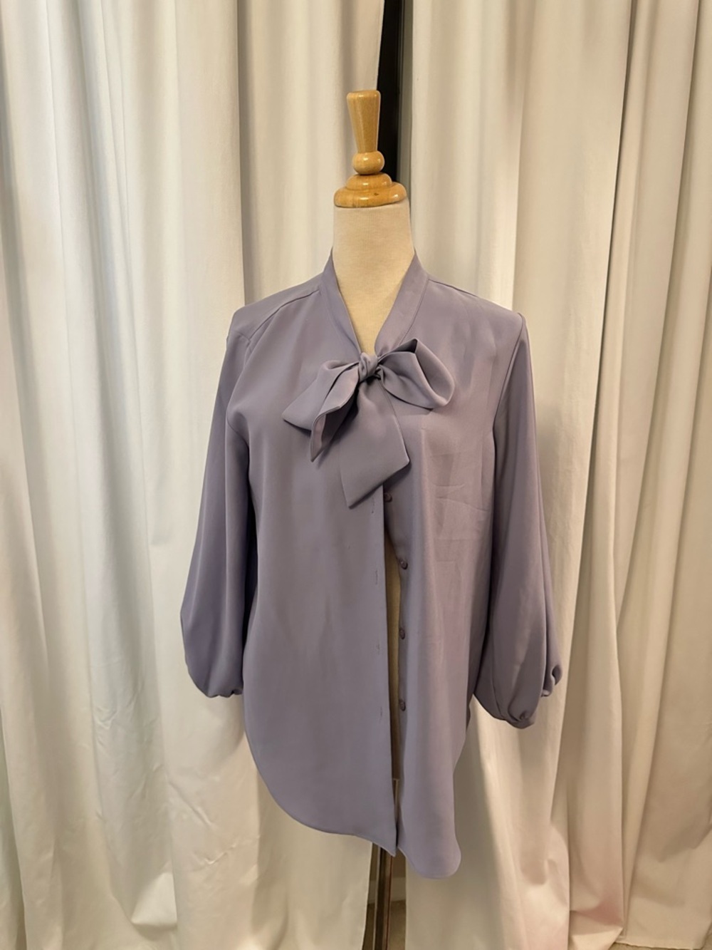 Elegant Lavender Bow-Tie Blouse - Women's Top